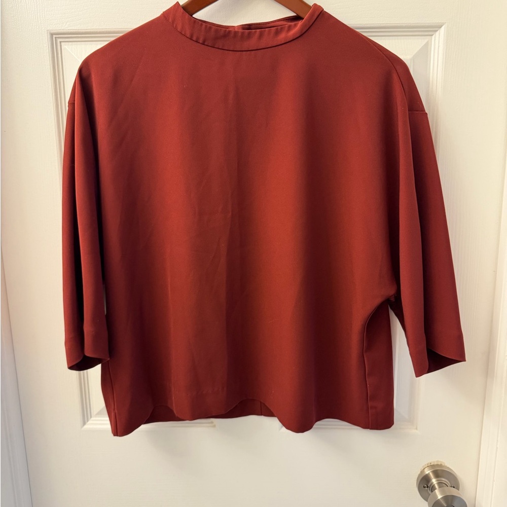 Uniqlo Women's Boxy Long Sleeve Top - Rust Red - Picture 5 of 5